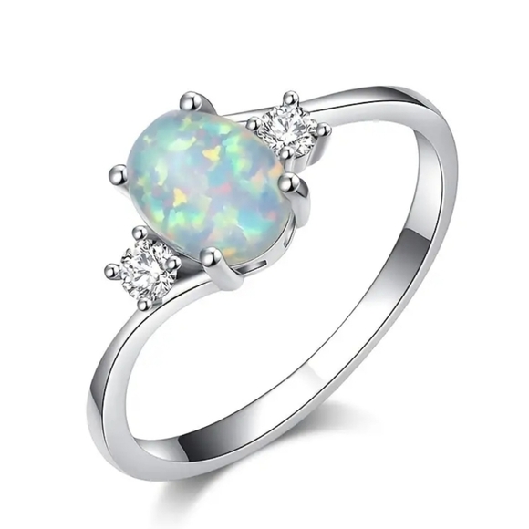 Source Unknown Jewelry - OPAL Silver Fashion Ring - Multiple Sizes